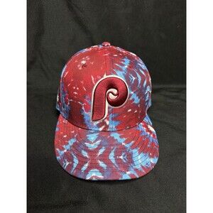 Philadelphia Phillies 59Fifty Fitted Hat Red/Navy Tye Dye Size 7 1/8 New Era
